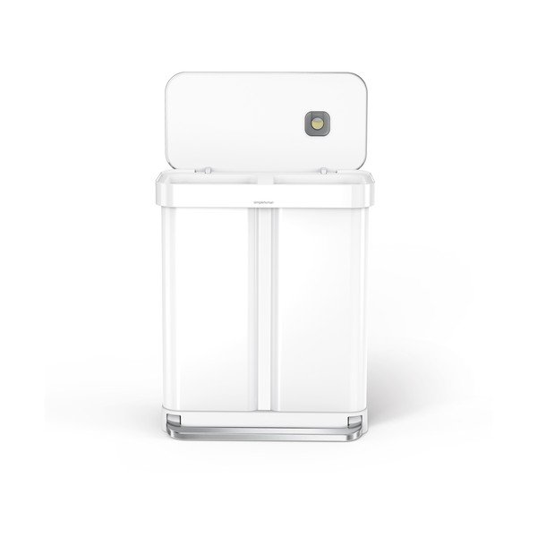 Бяло стоманено кошче за боклук 34+24 l за рециклиране/с педал Dual – simplehuman-image-1