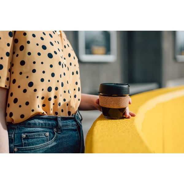 Черна/кафява чаша за път 227 ml Brew Cork Black S – KeepCup-image-1