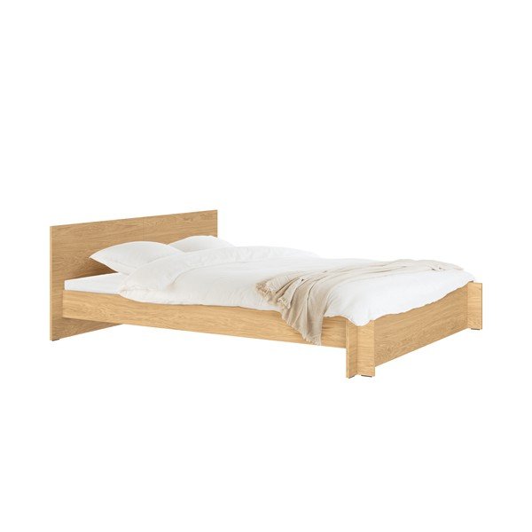 Двойно легло 200x200 cm ПДЧ/от шперплат от декор от дъб  с включена подматрачна рамка в естествен цвят Valt – noo.ma