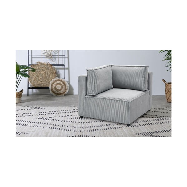 Светлосив променлив модулен диван от велур Nihad modular - Bobochic Paris-image-1