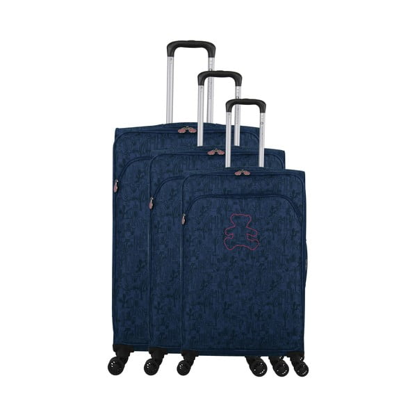 Комплект от 3 сини багажа на 4 колела Lulucastagnette Casandra - LULUCASTAGNETTE