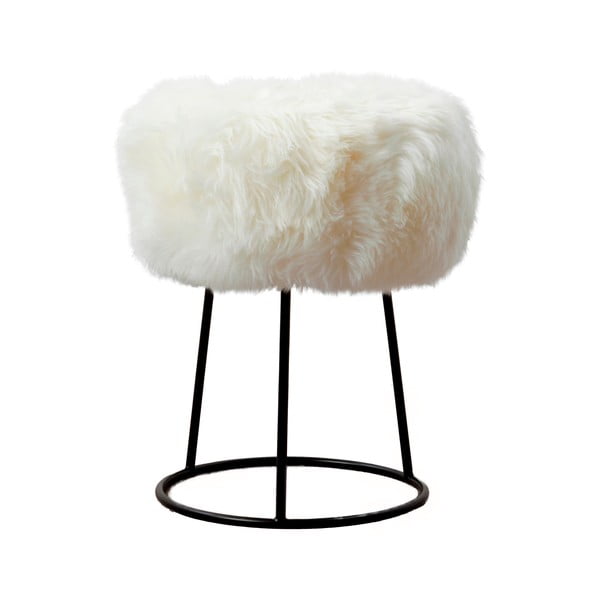 Табуретка с бяла седалка от овча кожа , ⌀ 36 cm - Native Natural