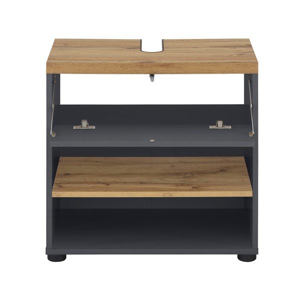 Антрацитен шкаф за мивка от декор от дъб  60x57 cm Thessa – Støraa-image-2