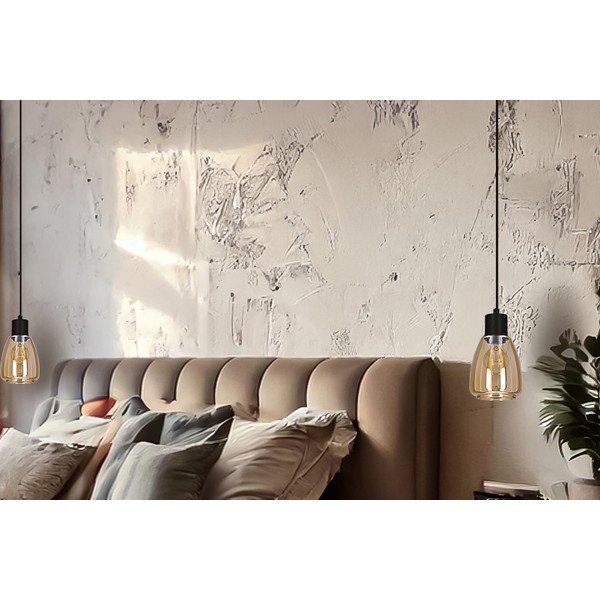Черно висящо осветително тяло със стъклен абажур ø 12 cm Moldo – Candellux Lighting-image-1
