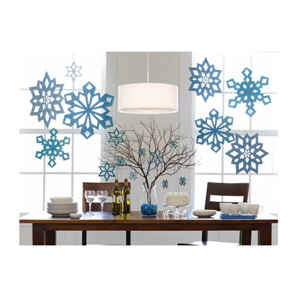 Sada 4 modrých dekorací Design Ideas Snowfall, 17,5cm