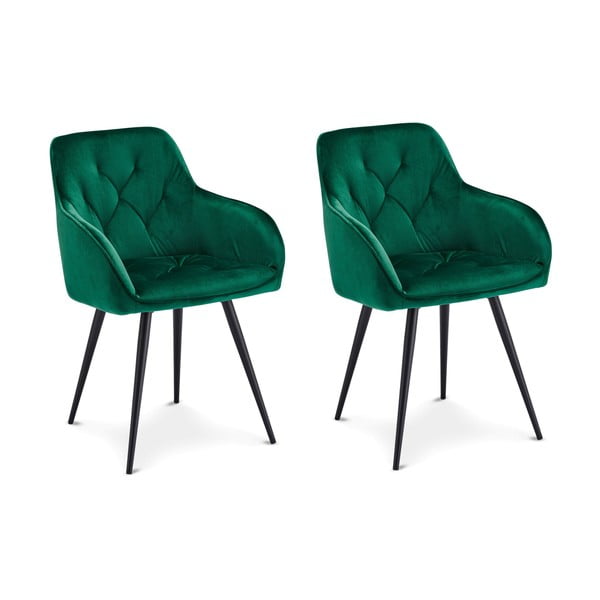 Зелени кадифени трапезни столове в комплект от 2 Nadja - Furnhouse-image-3