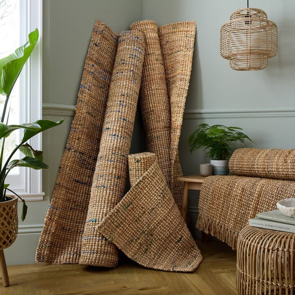 Зелено-естествена двустранна ръчно изработена ютена пътека 60x230 cm Jute Boucle Green – Flair Rugs-image-2