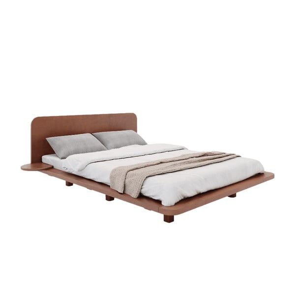 Двойно легло от букова дървесина 160x200 см в кафяв цвят Japandic - Skandica