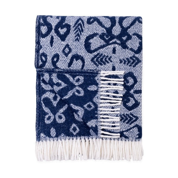 Синя плетка със съдържание на памук , 140 x 180 cm Mykonos - Euromant