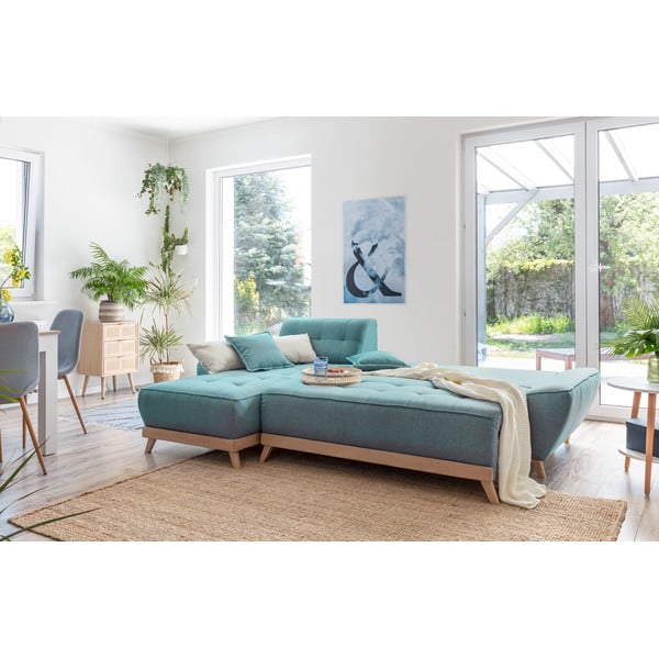 Тюркоаз разтегателен ъглов диван (променлив) Dazzling Daisy – Miuform-image-3