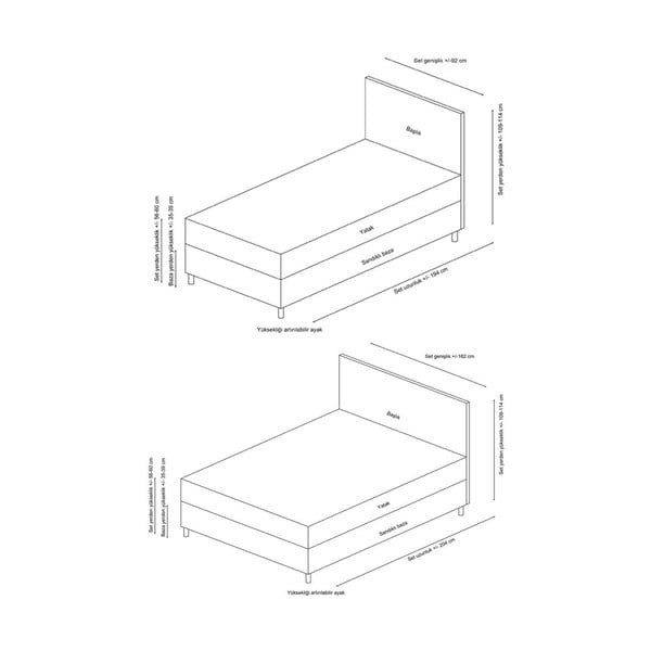 Светлосиво тапицирано двойно легло  с място за съхранение с включена подматрачна рамка 160x200 cm Vitalia – Kalune Design-image-3