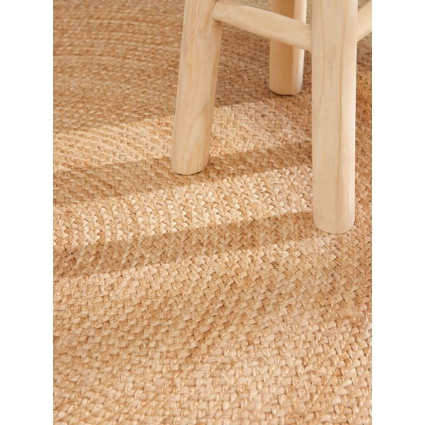 Двустранен ръчно изработен ютен кръгъл килим в естествен цвят ø 100 cm Jutta Gold – Hanse Home-image-4