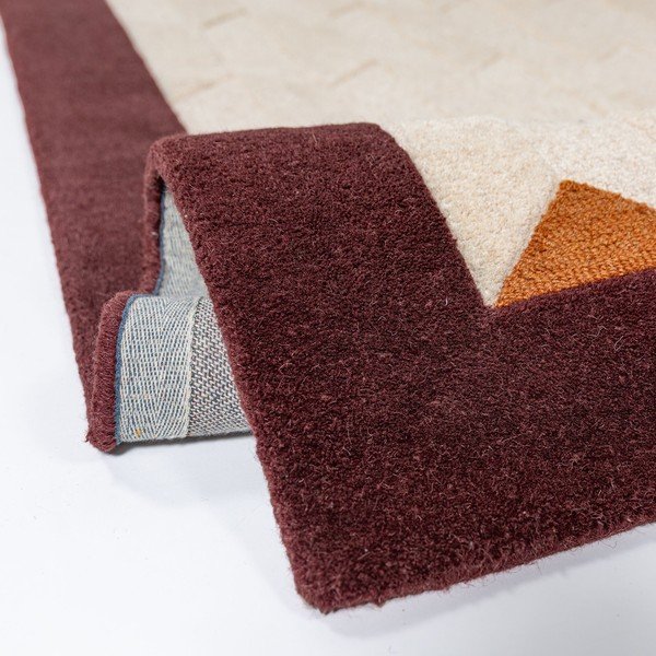 Бордо/в естествен цвят ръчно изработена вълнена пътека 60x230 cm Apex Border Wool – Flair Rugs-image-4