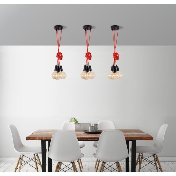 Červené trojité závěsné světlo Filament Style Spider-image-1