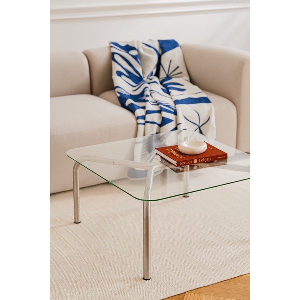 Масичка за кафе със стъклен плот в сребрист цвят 60x80 cm Uku – noo.ma-image-4