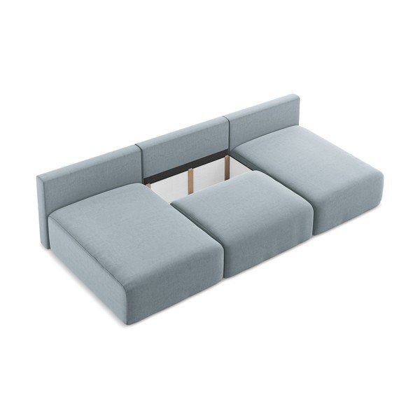 Син кадифен сгъваем/с място за съхранение ъглов диван (U форма) Kalena – Makamii-image-4