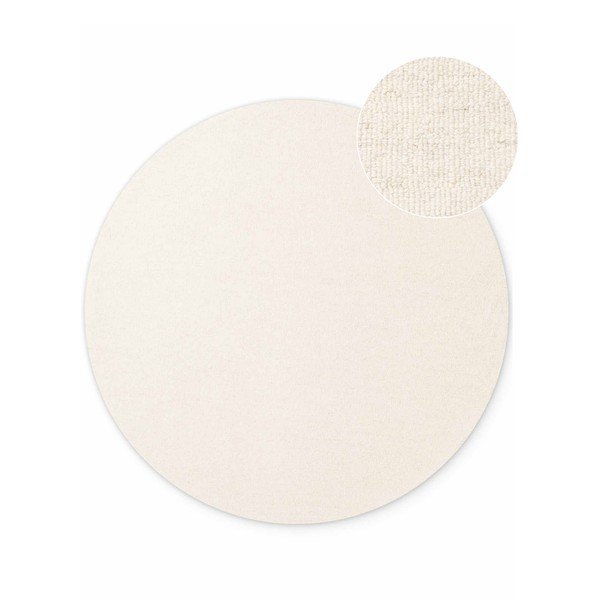 Кремав ръчно изработен вълнен кръгъл килим ø 160 cm Puristic Knots – Elle Decoration