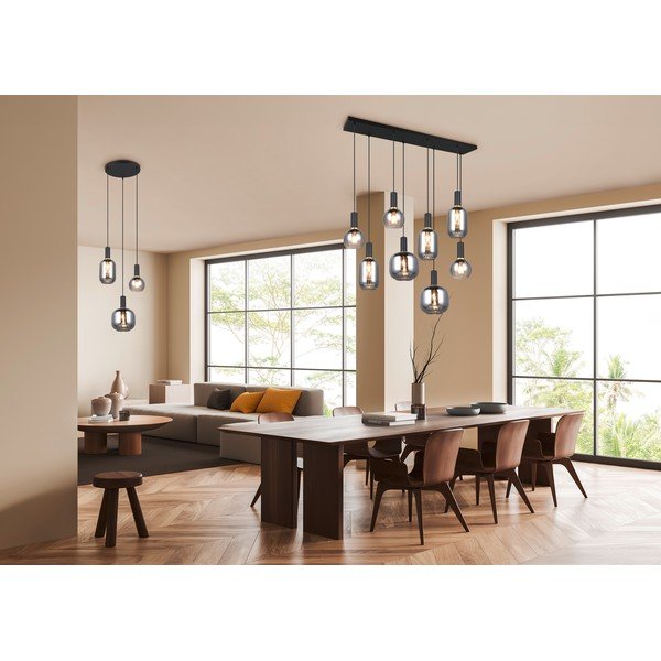 Черно висящо осветително тяло със стъклен абажур Diva – Trio-image-3