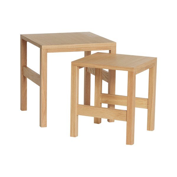 Странични масички в комплект от 2 бр. от декор от дъб  40x40 cm Puzzle – Hübsch-image-2