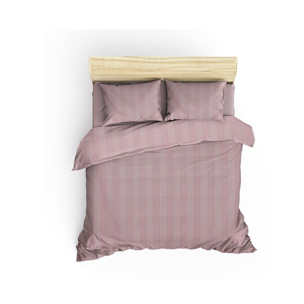 Розово двойно спално бельо с чаршаф от памучен сатен Hobby , 200 x 220 cm Wafel - Mijolnir