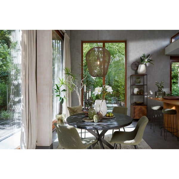 Черна кръгла трапезна маса с акациев плот ø 120 cm Yellov – Light & Living-image-4