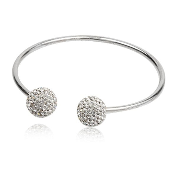 Сребърна гривна с бели кристали Bangle - Swarovski Elements Crystals