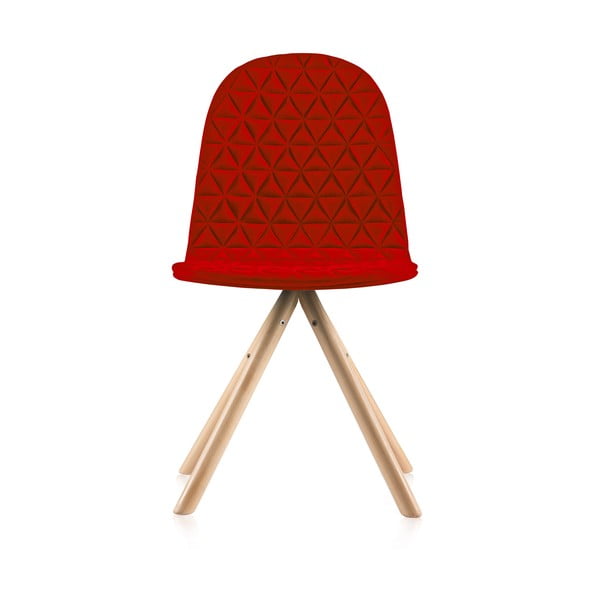 Červená židle s přírodními nohami Iker Mannequin Triangle