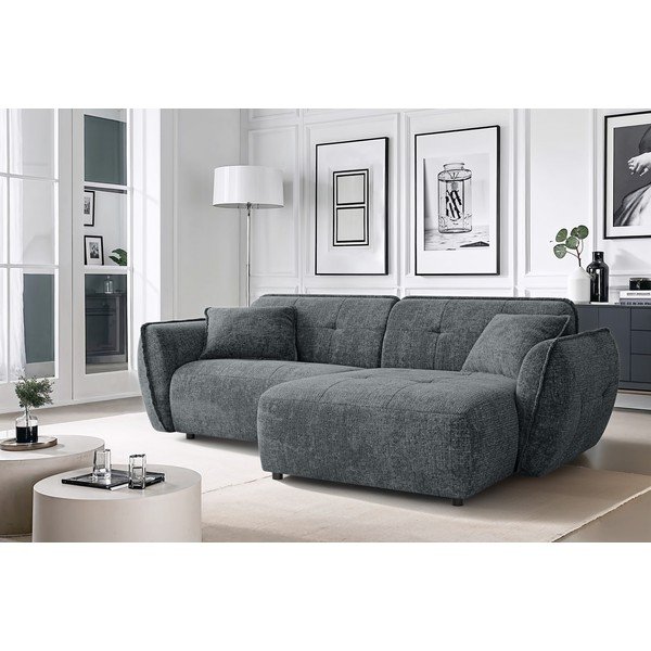 Тъмносив шенилов ъглов диван (десен ъгъл) Nelia – Ropez-image-1