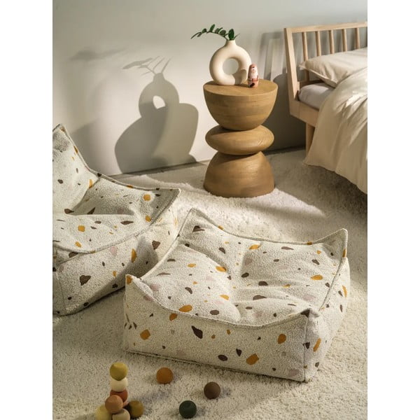 Бял детски пуф от букле и шенил Terrazzo Square – Wigiwama-image-1
