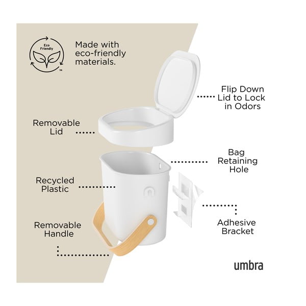 Бял контейнер за компостируеми отпадъци 4 l Bellwood – Umbra-image-3