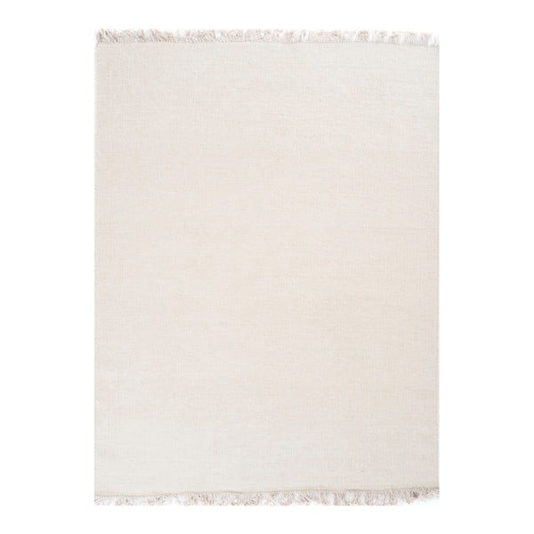 Krémový ručně tkaný vlněný koberec Linie Design Solid, 160 x 230 cm