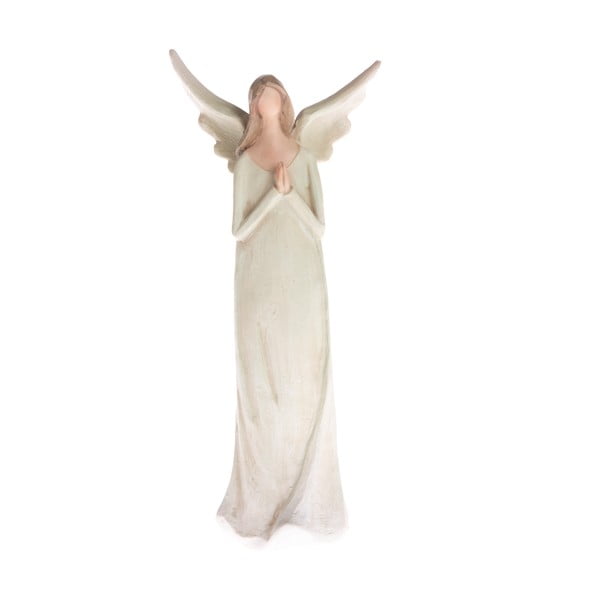 Бежова декоративна фигурка Молещ се ангел, височина 14,5 см - Dakls