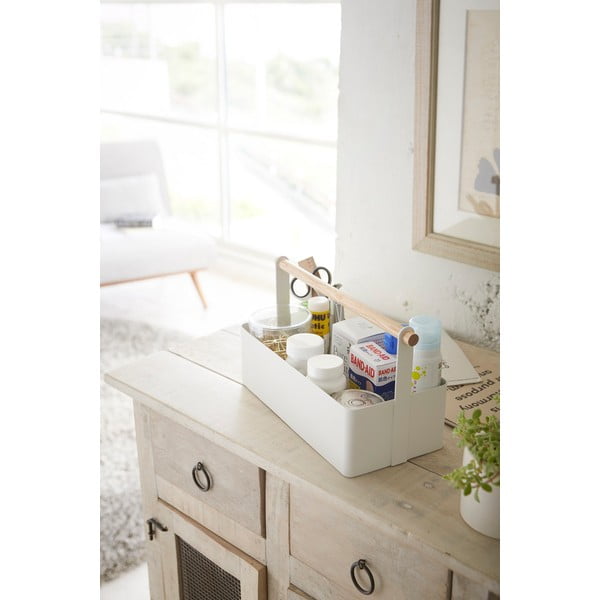 Бяла многофункционална кутия с детайли от букова дървесина Кутия за инструменти, дължина 29 cm Tosca - YAMAZAKI-image-2