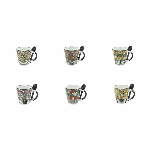 Комплект от 6 керамични чаши с лъжица Villa d'Este Caribbean - Villa d'Este