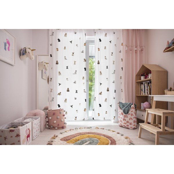 Бяла детска завеса от памучен сатен 110x250 cm The Cutest Ones – Butter Kings-image-1