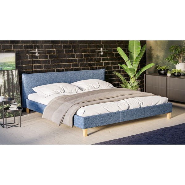 Синьо тапицирано двойно легло с решетка 200x200 cm Tina - Ropez-image-2