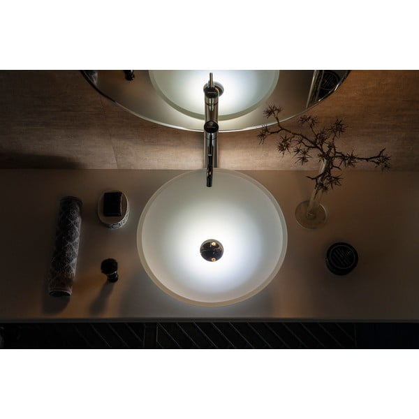 Бяла стъклена кръгла мивка ø 42 cm Telica – Sapho-image-1