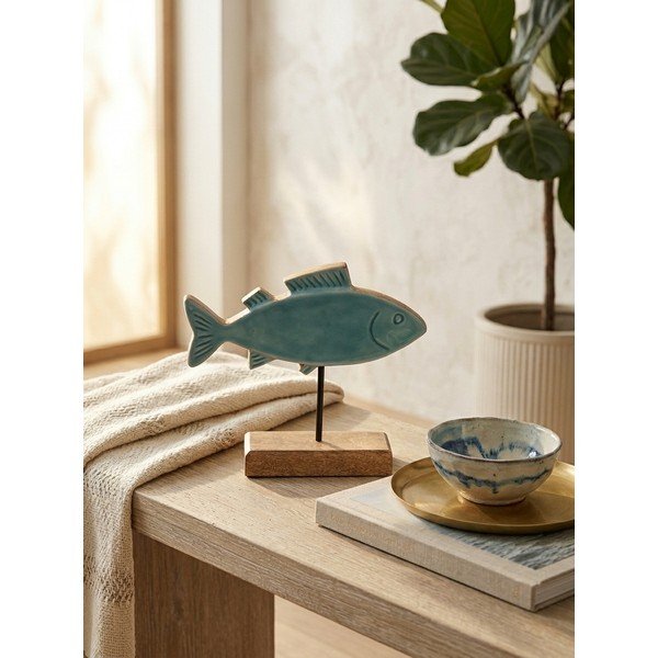Дървена статуя (височина 20 cm) Fish – Ego Dekor-image-1