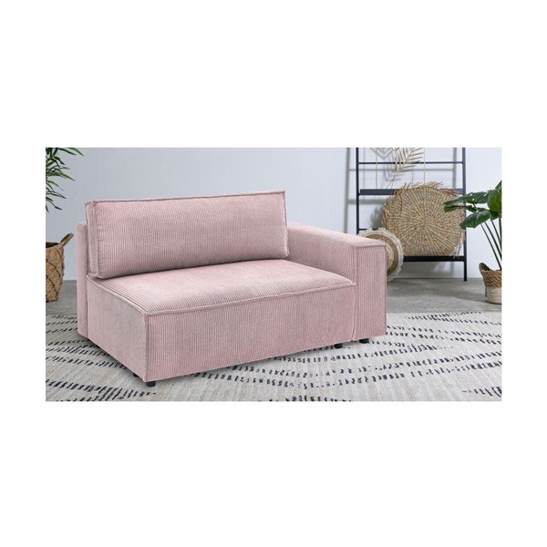 Светлорозов модул за диван от велур, десен ъгъл Nihad modular – Bobochic Paris-image-1