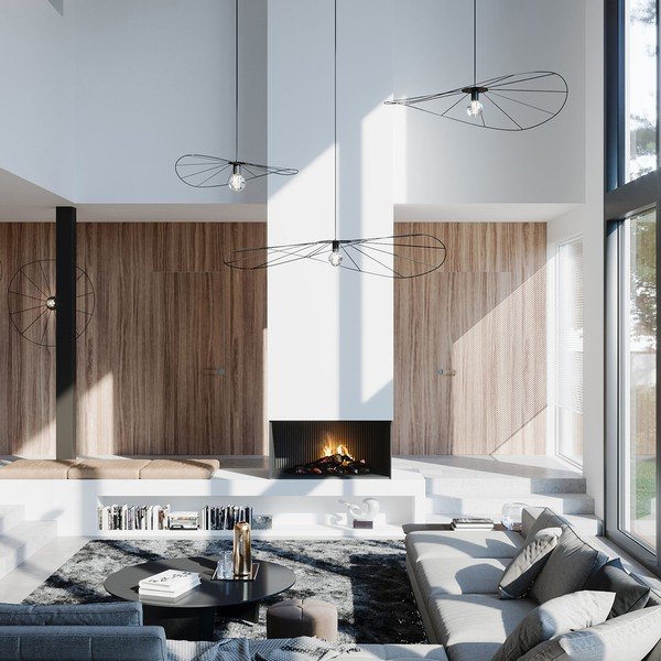 Черно висящо осветително тяло ø 140 cm Elliot - Sollux-image-3