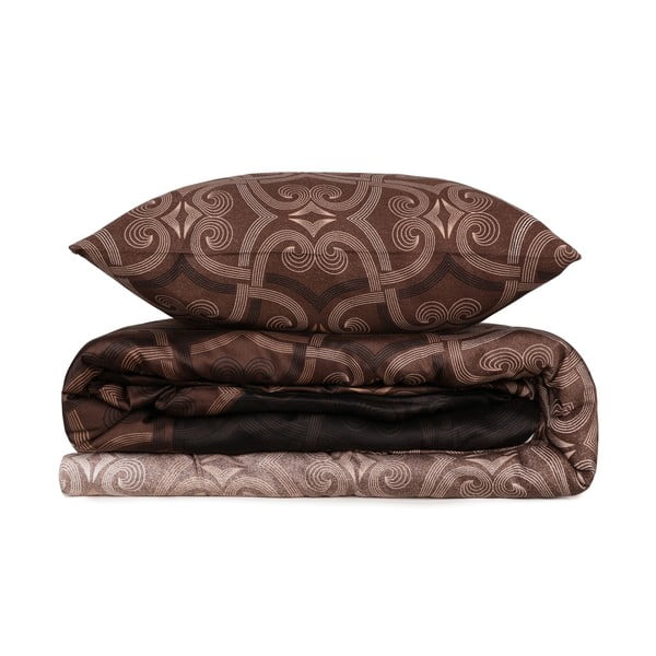 Кафяво памучно спално бельо от сатен за двойно легло 200x200 cm Pandora - Mijolnir