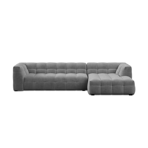 Ъглов диван от сиво кадифе , десен ъгъл Vesta - Windsor & Co Sofas