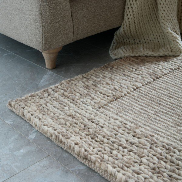 Ръчно изработен килим със смес от вълна в естествен цвят 120x170 cm Rue – Flair Rugs-image-2