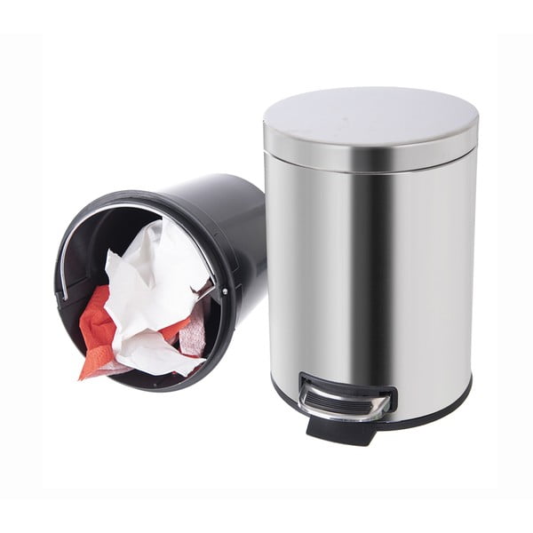 Кошче за боклук с педал от неръждаема стомана в лъскаво сребристо 3 l – Orion-image-1