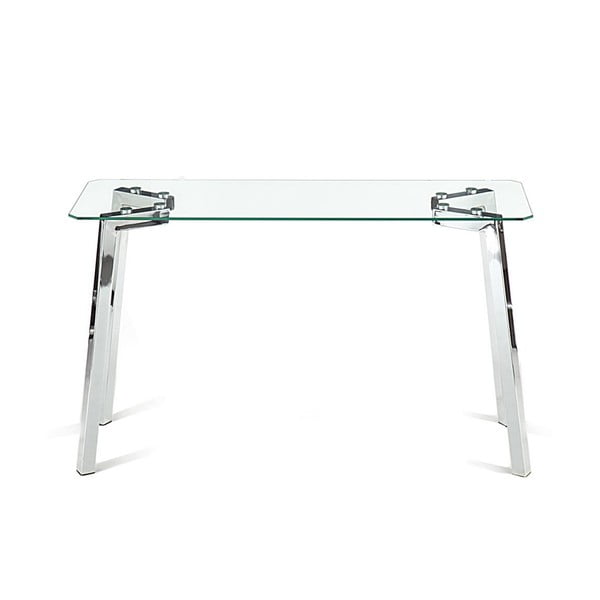 Конзолна маса със стъклен плот в сребристо 40x125 cm Kirk - Tomasucci