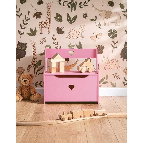 Розово детско шкафче с пейка 60x62x34 cm Pink Heart – Premier Housewares-image-1