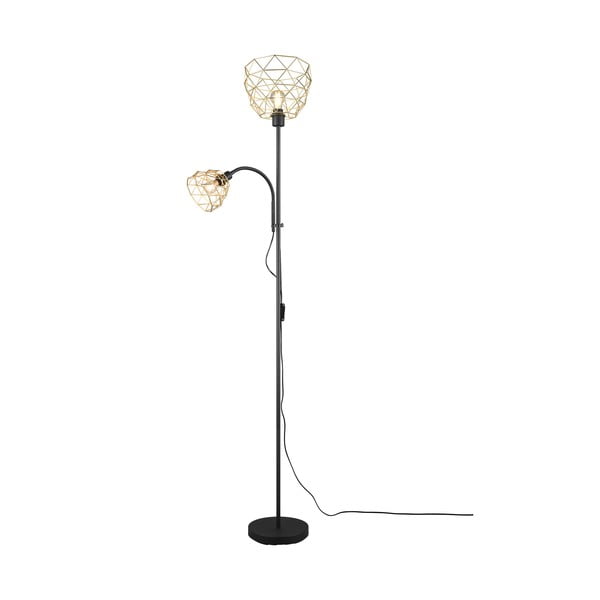 Подова лампа в черно и златисто с метален абажур (височина 180 cm) Haval - Trio