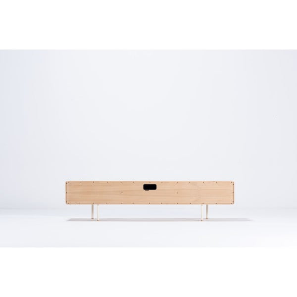 Бяла/естествена маса за телевизор от масивен дъб 200x48 cm Fina – Gazzda-image-3