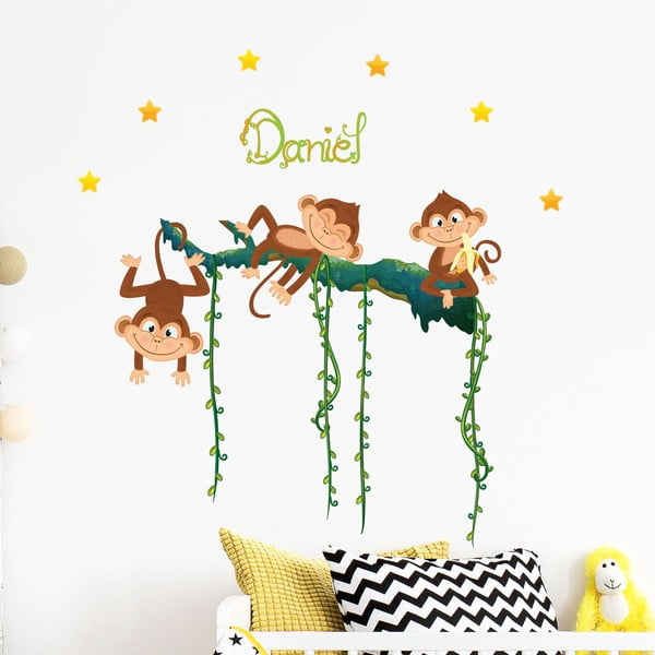 Комплект стикери за стена с маймуни и букви Monkey - Ambiance