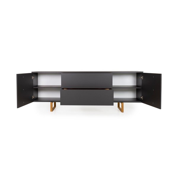 Антрацитно сив скрин с дъбови крака , 216 x 78 cm Birka - Tenzo-image-3